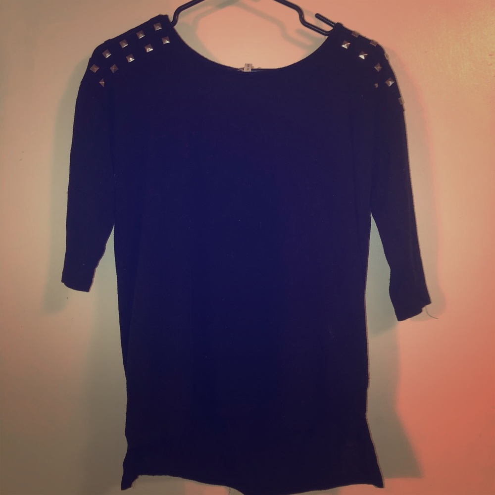 Black Studded Shoulder Shirt